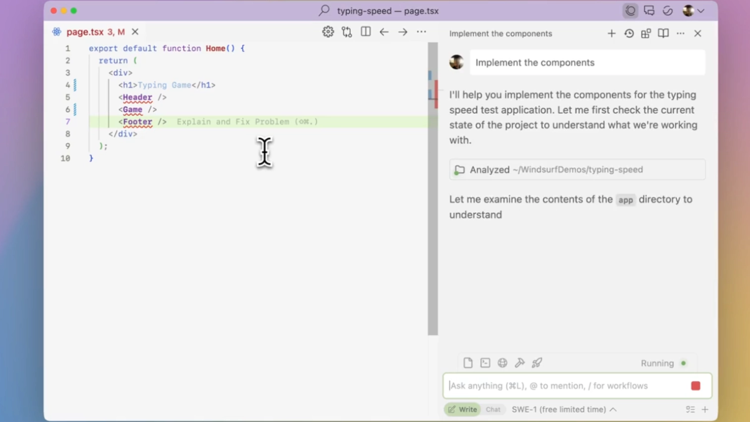 Exemple de l'interface Windsurf