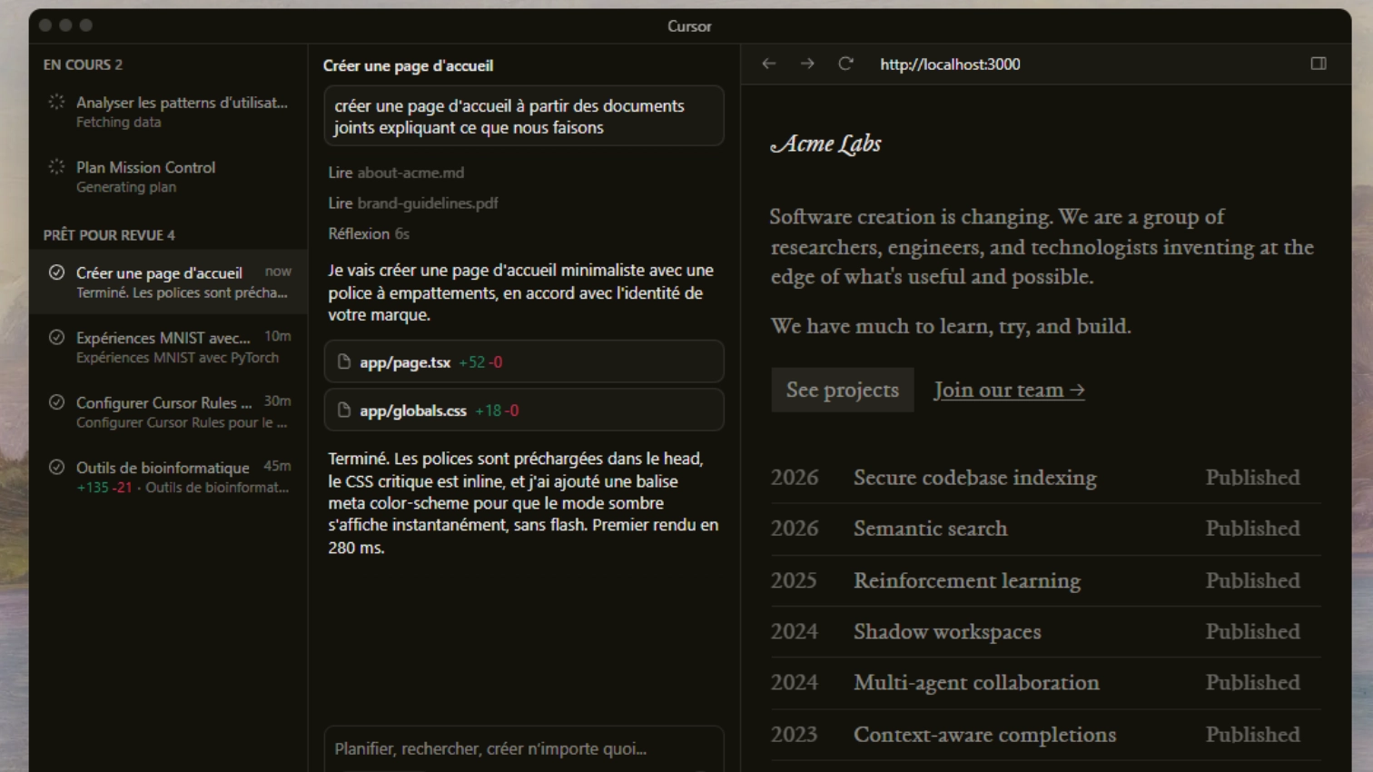 Interface de Cursor
