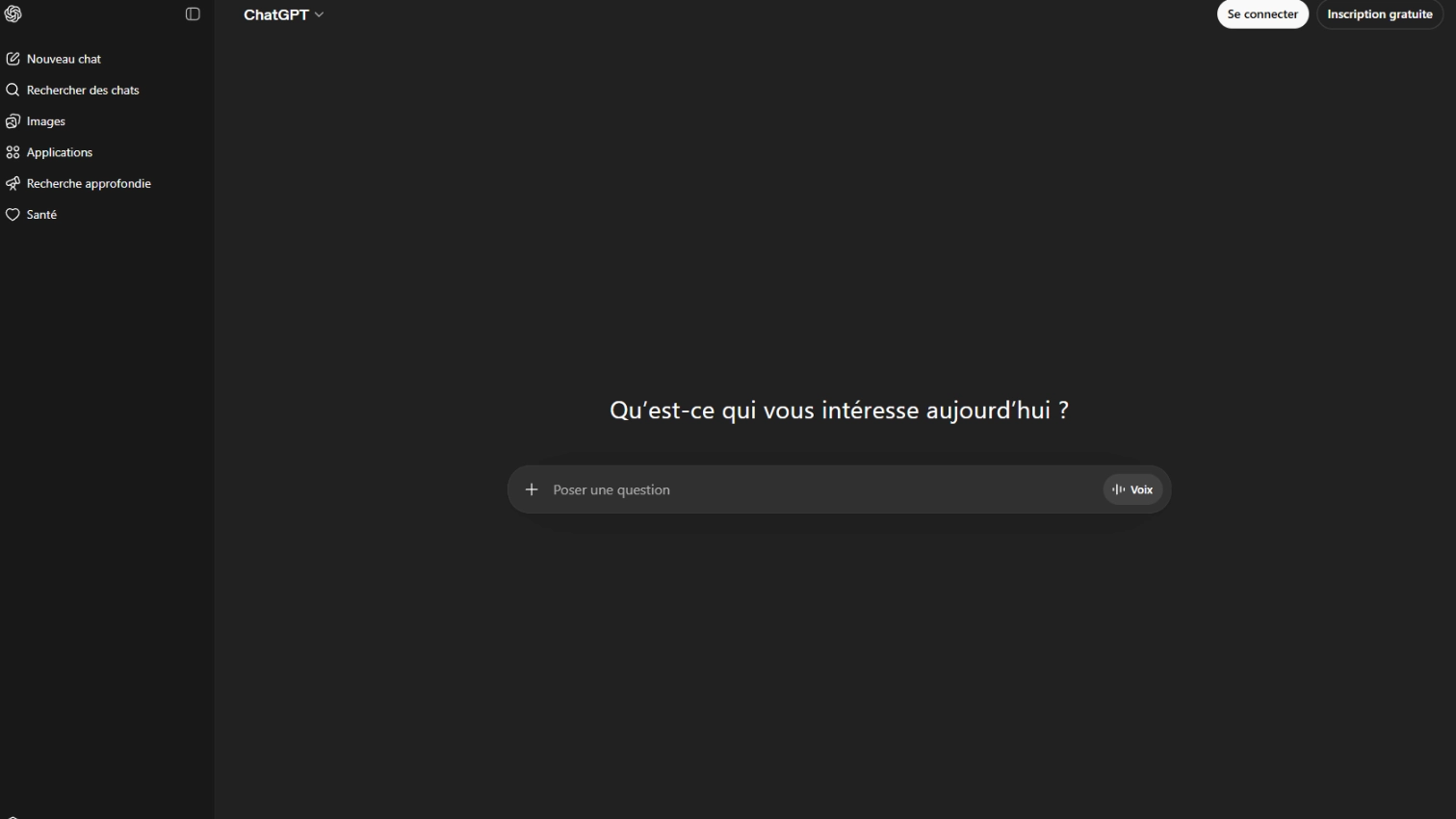 Interface de lancement de Chatgpt