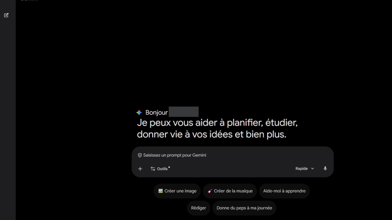 Page de lancement de Gemini