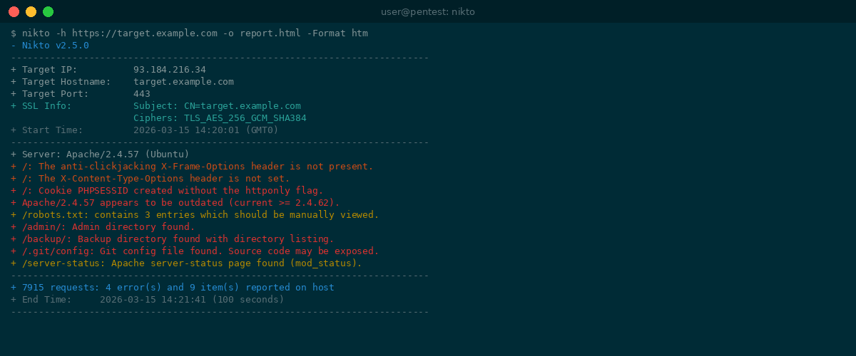 Nikto - scan de serveur web