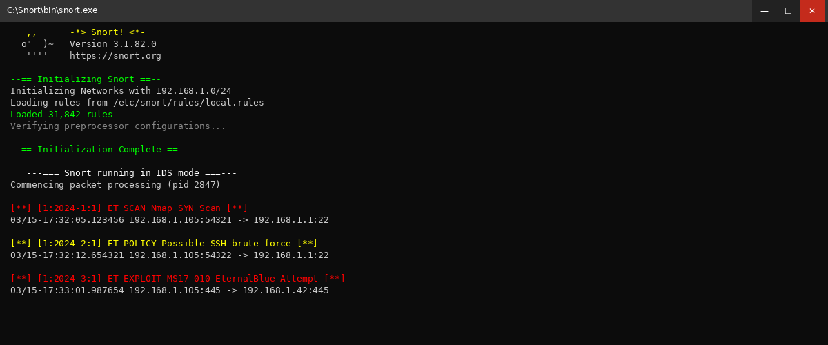 Snort - alertes de détection d'intrusion