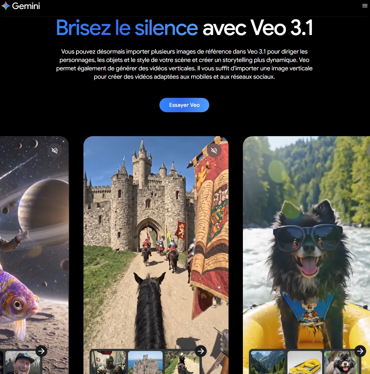 Interface de Veo 3.1 sur Google AI Studio, génération de vidéo avec audio synchronisé